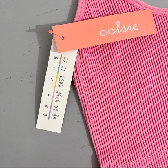 Colsie Ribbed Brami Pink Strappy Womens Bralette XS - Picture 3 of 5